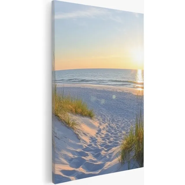 Saammp Canvas Schilderij - Strand - Zee - Pad Tussen Duinen - 30x40 - Foto op canvas - Wanddecoratie - muurdecoratie Woonkamer - Slaapkamer decoratie - Canvas Print Multicolor