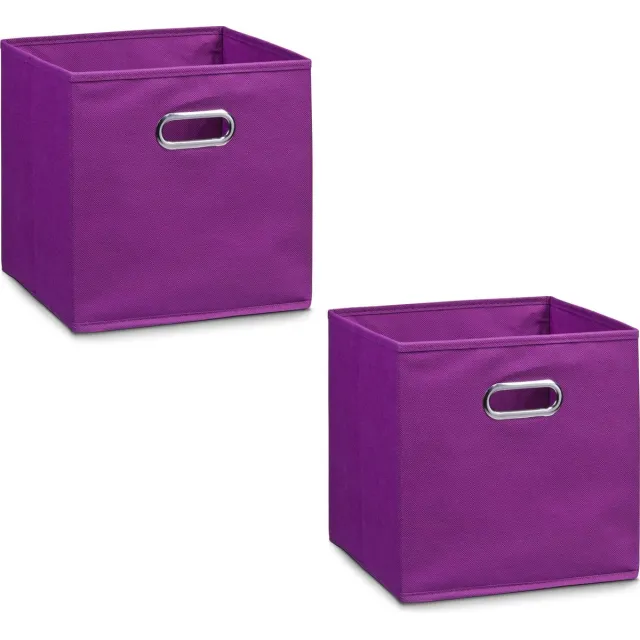 Zeller kastmanden - 6x - paars - vierkant - 32 x 32 cm - opbergmand - vakkenkast opbergers