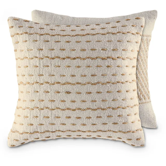 Voglrieder Luxe Sierkussenset van Katoen & Jute – 40×40 cm (Set van 2) katoen en jute
