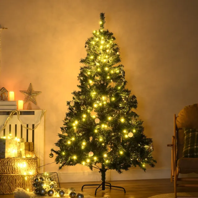 MODFU Kerstboom - Kunstmatig - LED-Verlichting - Metaal - Groen - 180 cm