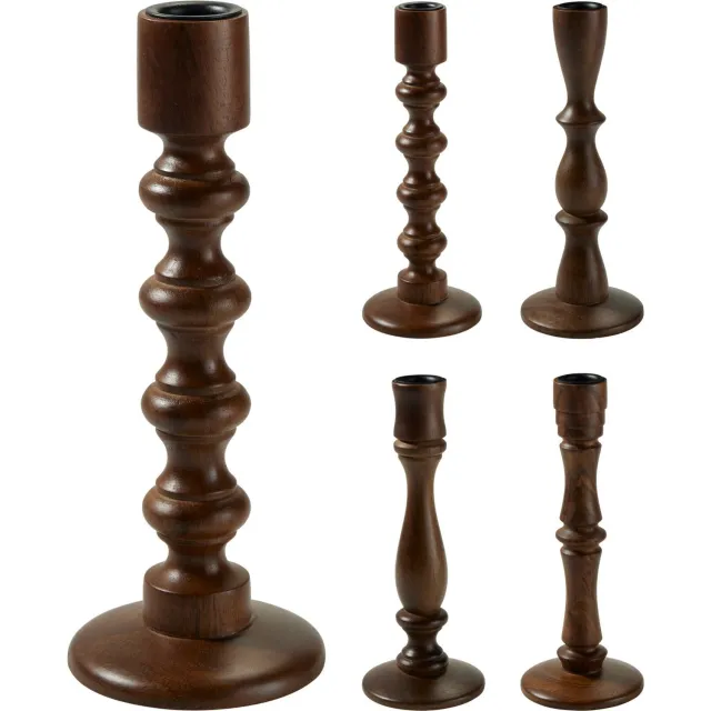 H&S Decoration Kandelaar - 22 cm mango hout - 1 stuk Nampook - kandelaar - hout - kandelaars hout - kerst - sinterklaas houtkleur