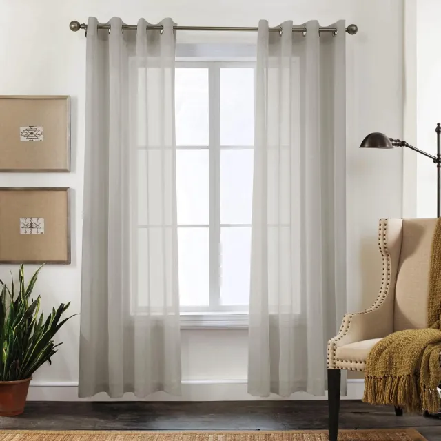 Ibenzoa Elegante lichtgrijze gordijnenset met ringen voor woonkamer en slaapkamer lichtgrijs