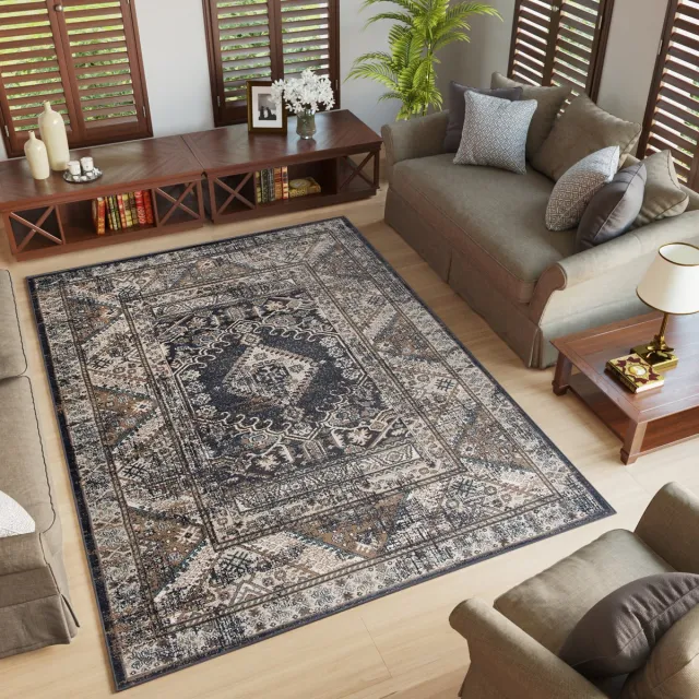 Tapiso Dubai Vloerkleed Tapijt Oriental Oosters Carpet Antraciet Creme4