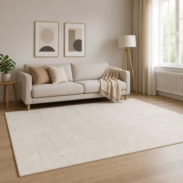 vidaXL Vloerkleed Crèmekleurig 190 x 300 cm 100% Polyester 3 mm