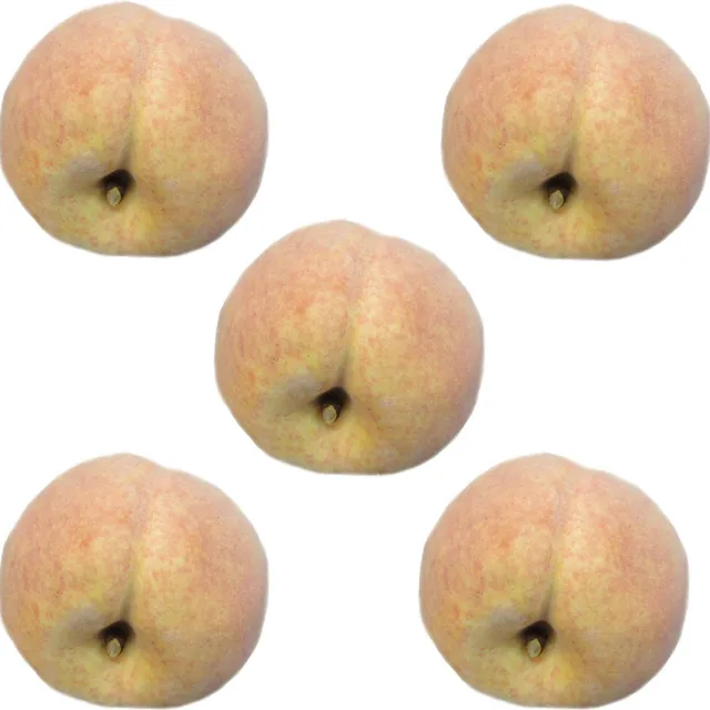 Bellatio Flowers & Plants kunstfruit - 5x - perzik - verzwaard - kunststof - 8 cm - Decoratie - nep/namaak fruit Roze