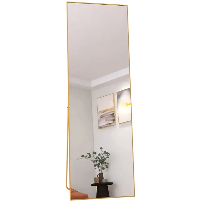 Happiq Vloerspiegel 162 X 53 Cm Goud - met Metalen Frame