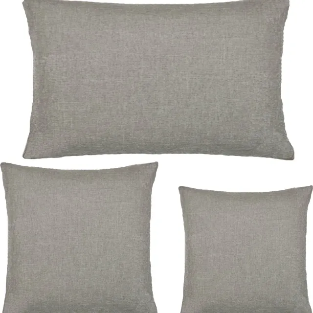 JEMIDI 2x kussenhoes in linnenlook - 40 x 40 cm - Set van 2 hoezen voor sierkussen - Van polyester Lichtgrijs
