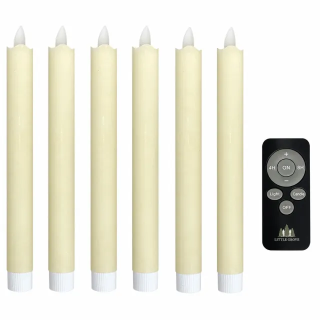 Little Grove set van 6 LED-dinerkaarsen van echte wax - 22,5 cm - Milk Foam