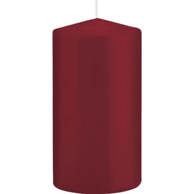 Trend Candles Cilinderkaars/stompkaars - bordeauxrood - 8 x 15 cm - 69 branduren - horeca kaarsen Bordeaux rood