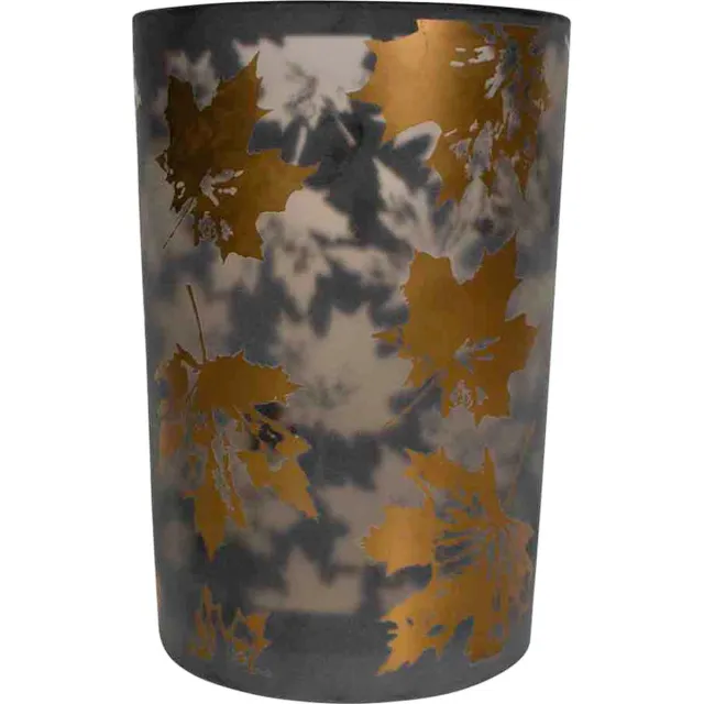 Mars & More Herfst bladeren - theelichthouder glas - large Ø 12 cm Bruin