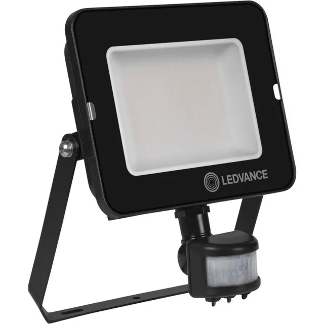 LEDVANCE LED Floodlight Compact Zwart 50W 5000lm 100D - 840 Koel Wit | IP65 - Symmetrisch - Bewegings- en lichtsensor