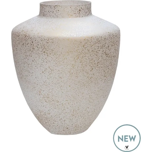 Vase The World Vaas Tugela | Small | Sparkle | Gold - Goud | uniek design | Kerst Edition | Ø24,5 x H29 cm parelwit