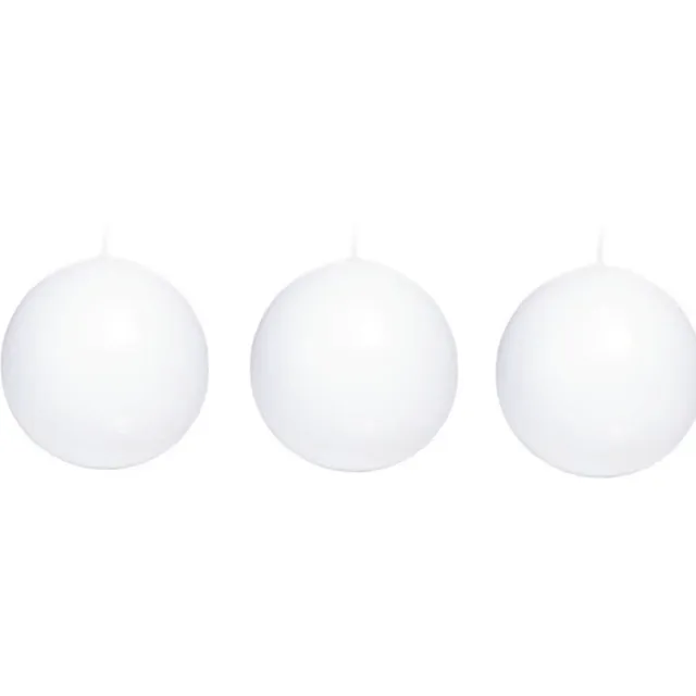 Trend Candles Bolkaars glad - 3x - wit - 8 cm - 25 branduren - ronde kaarsen