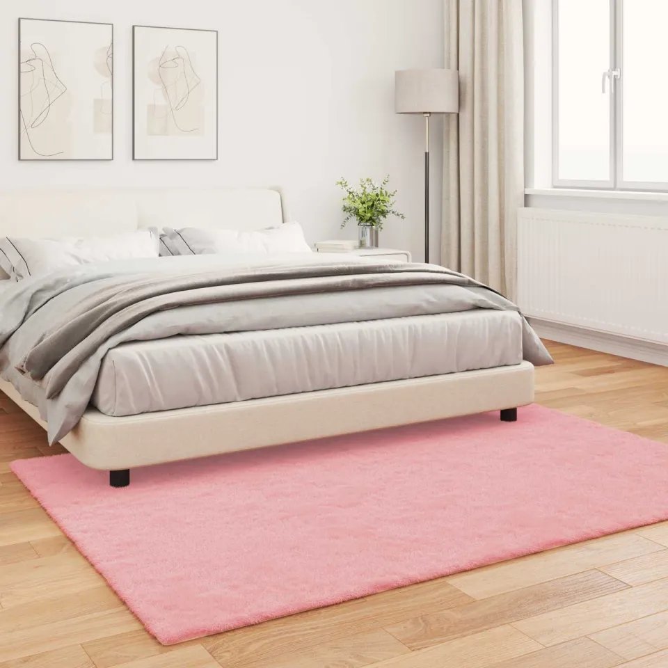 vidaXL Antislip vloerkleed van imitatie konijnenbont OLITE Roze, foto 3