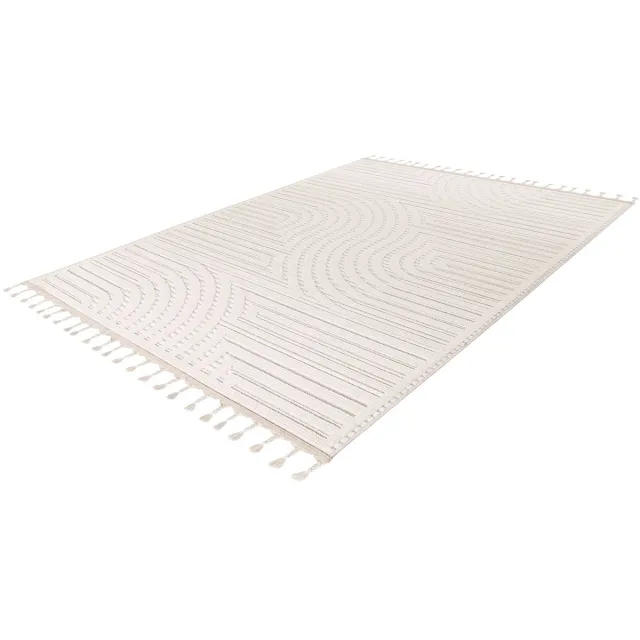 Lalee Luxor Vloerkleed - Berberstijl - Laagpolig - Wit Creme - 3D-effect - Comfortabel en Onderhoudsvriendelijk
