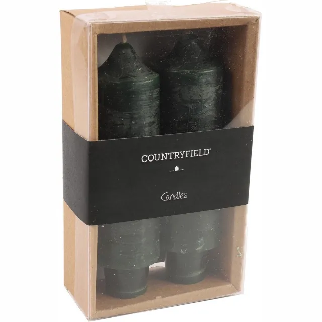 Countryfield Set van 2 kaarsen Countryfield 12,5cm | Donkergroen