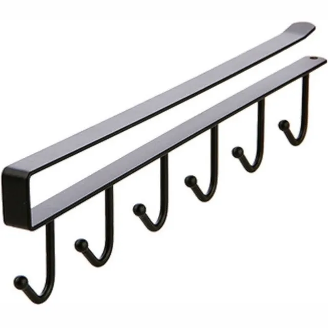 home online Kledingrek-Ophangrek-Rails-Garderobe Haak-Kast Plank- Ideaal als Bekerhouder-Mokkenrek Zwart
