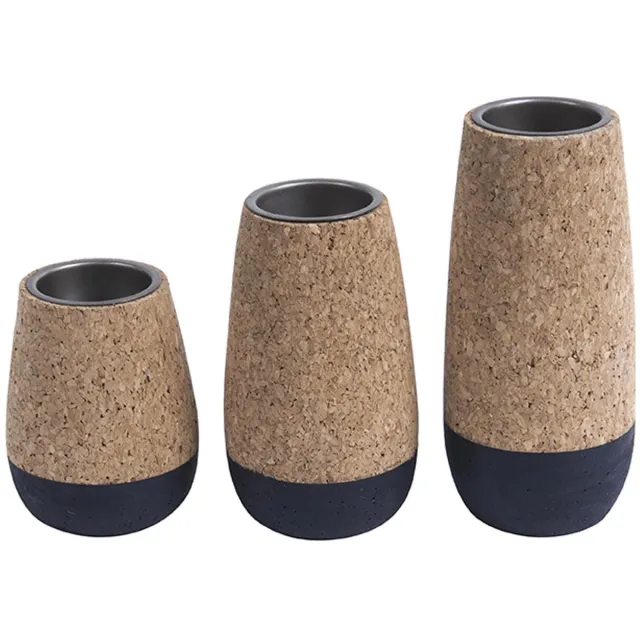Present Time Theelicht set Cone - Kurk, Blauw - 7x9cm & 7x12cm & 7x15cm