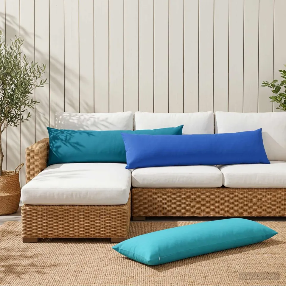 vidaXL Dekenkussen - 2 - st - HEERLEN - Turquoise - 40 - x - 145 - cm - Polyester, foto 3