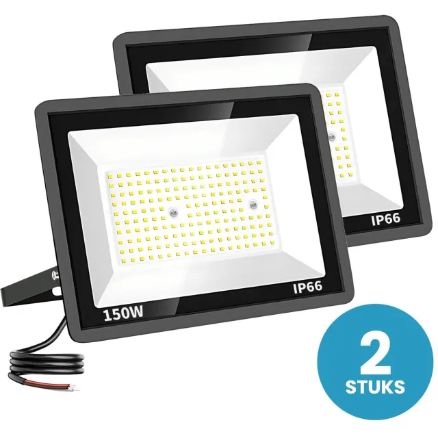 Tsong LED Schijnwerper 150W - 2 stuks - 18.000 lm - Koelwit 4000K - 120° Breedstraler - IP66 - Terrein- & Gevelverlichting - 2 jaar garantie