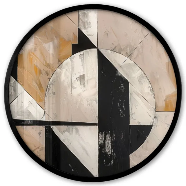 FrameYourWall Poster in lijst Rond - Fotolijst 40x40 cm - Posters - Abstract - Modern - Geometrisch - Pastel - Ronde posterlijst zwart - Decoratie - Wanddecoratie woonkamer - Muurdecoratie slaapkamer Vormen