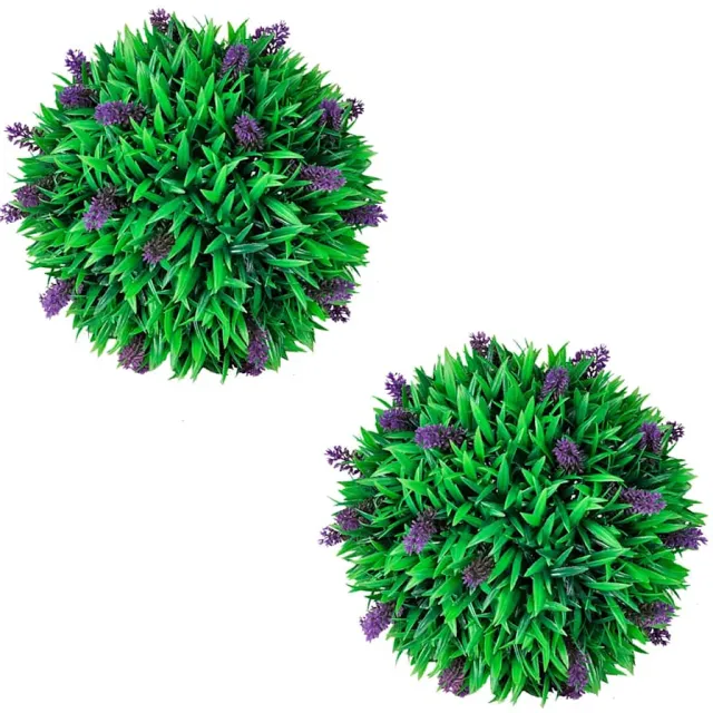 vidaXL 2-delige Kunstbuxussenset bolvormig met lavendel 30 cm Groen