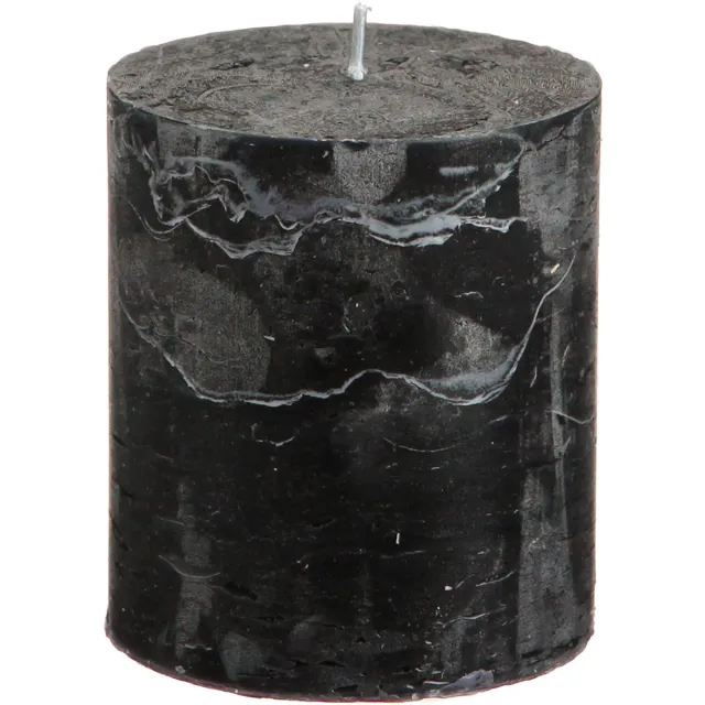 Viana Massieve zwarte pilaarkaarsen 70×80mm, set van 4 - Elegante decoratiev