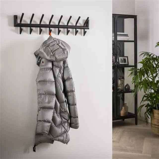 PS-Collection Garderobe Kapstok 2x8 Haken - 78x10x18,5 cm - Grijs - Metaal - wandkapstok, kapstok staand, kapstok wandkapstok, kapstokken, kapstok hangend, kapstok zwart