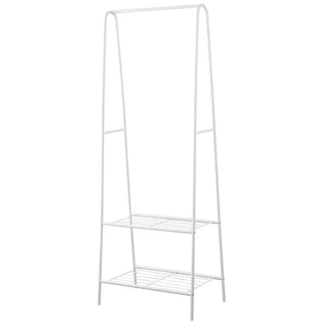 PIPIPOXER Kledingrek - Industrieel Kledingrek-Garderoberek / Kledingrek met Schoenenrek en Haken - Metaal - Opbergruimte Voor Schoenen- 59.5 × 36.5 × 160 cm - Wit