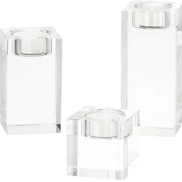 QUVIO Waxinelichthouder - Set van 3 - Glas Transparant