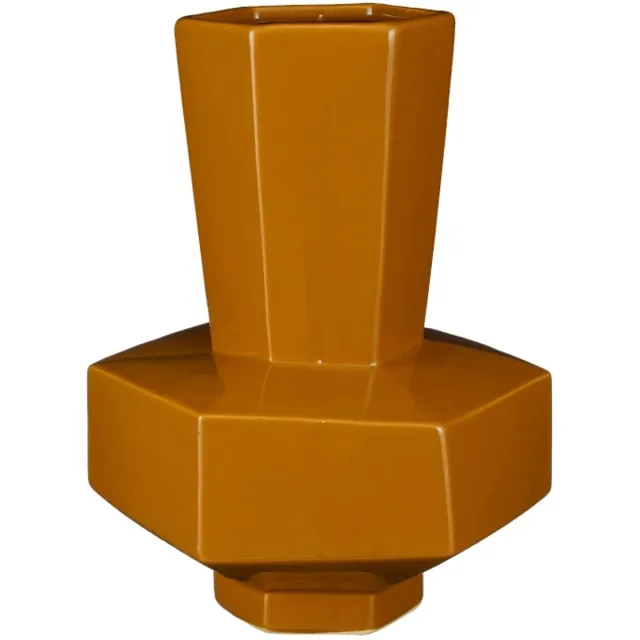 Mica Decorations Vaas Geometric - Keramiek - Oker - 25,5x32,5x25,5 cm (BxHxD)