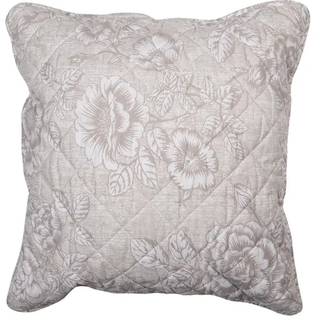 Clayre & Eef Kussenhoes 50x50 cm Beige Wit Polyester Vierkant Bloemen Sierkussenhoes