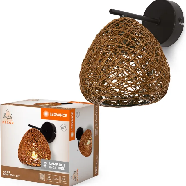 LEDVANCE Decor Paper Drop Lineaire hanglamp, met druppelvormige lampenkappen, 3-lichts, biedt moderne verlichting voor thuis, van papier en staal, zonder lichtbron Beige