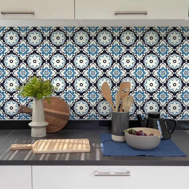 Ambiance Sticker Zelfklevende tegelmuurstickers voor keuken en badkamer - 9 Opalina Azulejo tegelstickers - 9 stickers 10x10cm Multi color