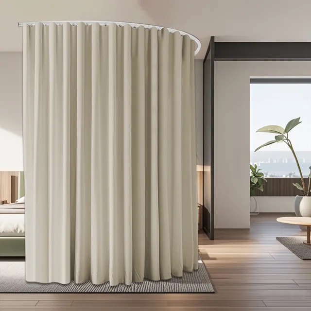 Qelus Gordijnen Blackout - Luxe Serie Rolgordijnen - Gordijnen Kant en Klaar - Extra Groot Kamerschermgordijn met Rails - Voor Woonkamer Slaapkamer Privacy Scheidingswand - B 254 x H 274cm (Beige)