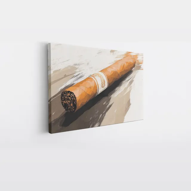 Saammp Canvas Schilderij - Sigaar - Abstract kunstwerk - 45x30 - Foto op canvas - Wanddecoratie - Muurdecoratie Woonkamer - Slaapkamer decoratie - Canvas Print Multicolor