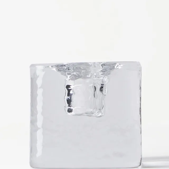 HEMA Kandelaar ⌀5x5cm Kub glas gehamerd transparant (transparant)