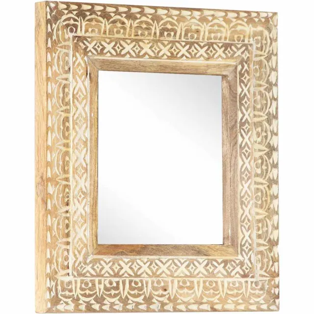 vidaXL Spiegel handgesneden 50x50x2,6 cm massief mangohout Bruin