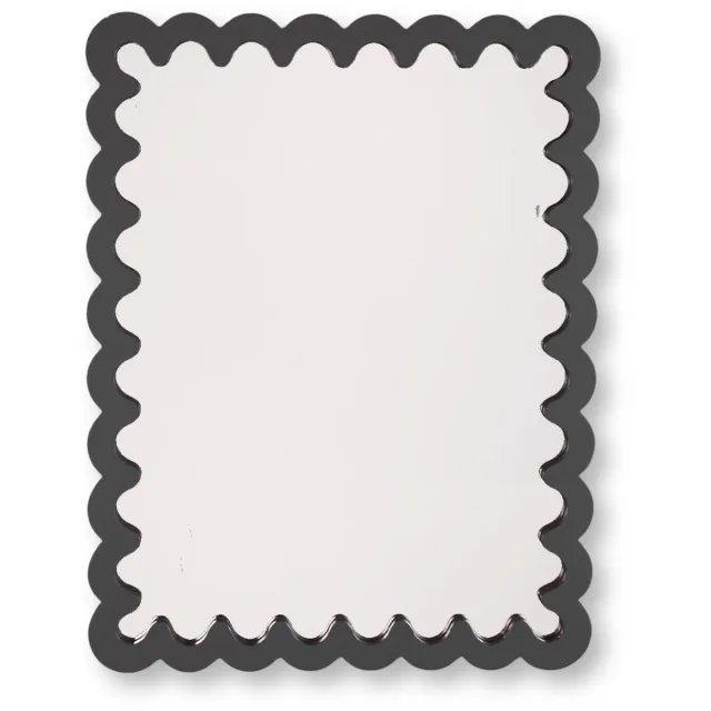 Housevitamin Wandspiegel 24x33 cm – Zwart – Golvende Rand – MDF – 1,5 cm Dik – Lichtgewicht – Modern Design – Decoratieve Spiegel