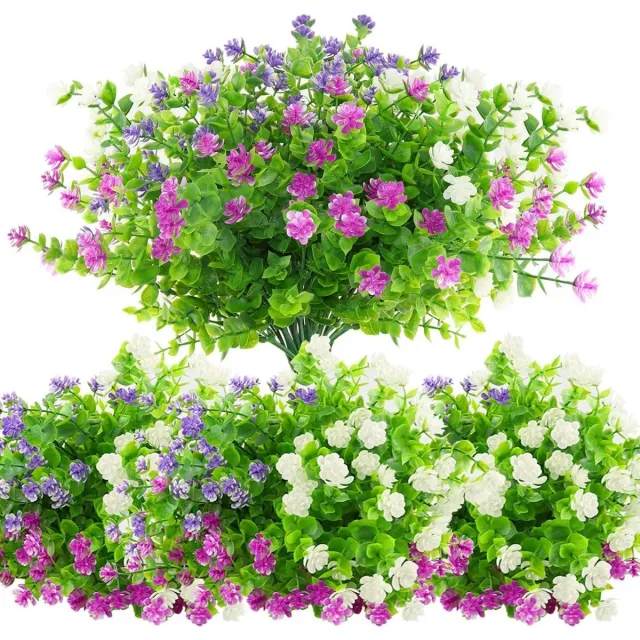 Namajunas Kunstplanten Kunstbloemen - UV-bestendige Kunstbloemen voor Buiten Bakken | Kunstplanten en Buitenplanten voor Balkonbak, Tuin, Decoratie Binnen en Outdoor (6 stuks) groen