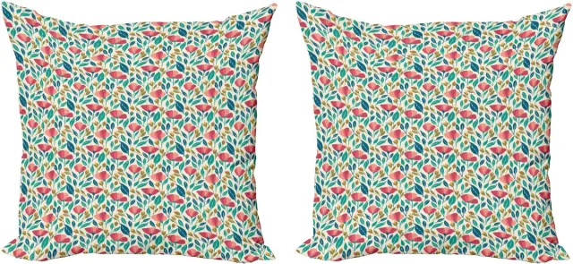 ABAKUHAUS Decoratieve kussenhoes met klaproosmotief, 2 stuks, kleurrijke lentetuinkunst, 40x40 cm, meerkleurig
