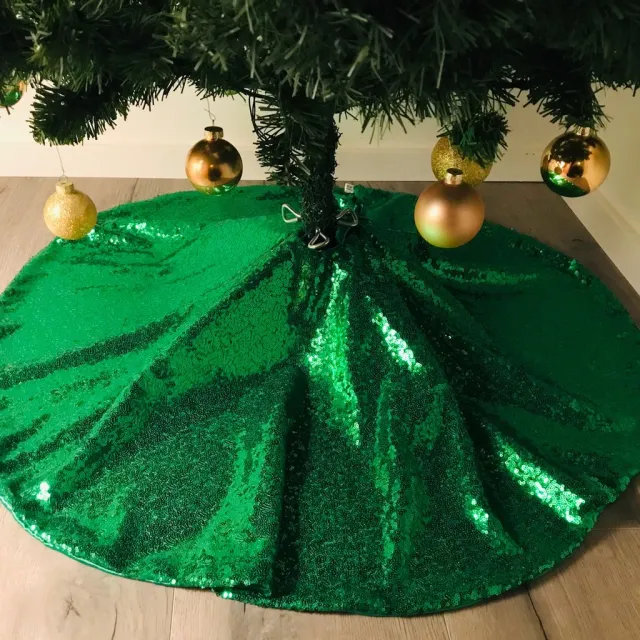 Gustiana Kerstboomrok - Kerstboomkleed - Kerstcadeau - met groene pailletten ø100 cm