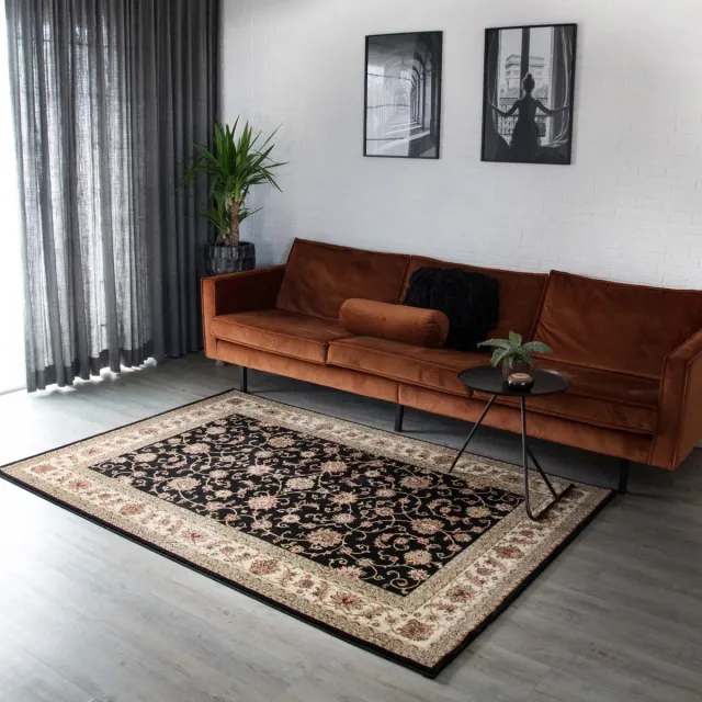 Tapeso Perzisch tapijt - Royalty zwart/crème 200x290