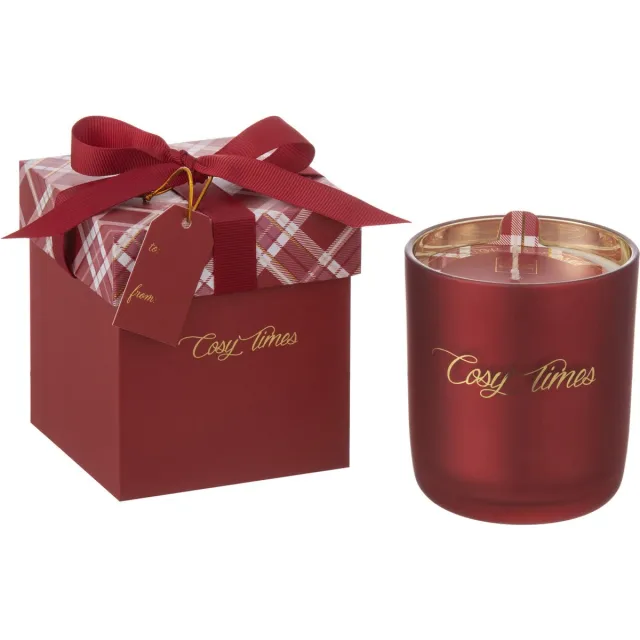 J-Line Geurkaars Cosy Times Sapphire Amber Tea Glas Rood Small-35H