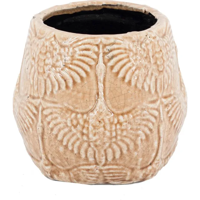 Homebound by Kolony HomeBound by KY | Aardewerk vaas kraanvogel medium | 21,5x21,5x19cm | bloemenvaas keramiek Roze