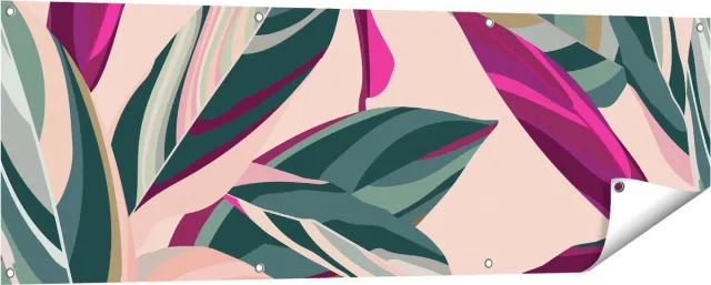 Gards Tuinposter Bloem Bladeren - Bloemen - Abstract - 150x50 cm - Tuindoek - Tuindecoratie - Wanddecoratie buiten - Tuinschilderij Multikleur