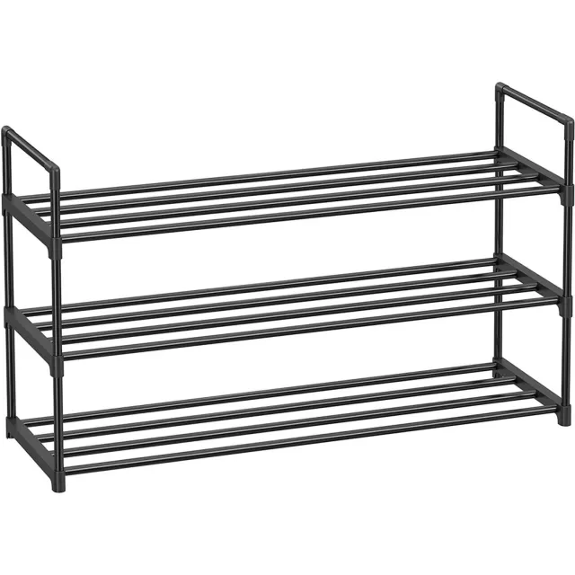 Oskar Schoenenrek met 3 Niveaus – 92x30x54 cm – Zwart Metalen Schoenenrek – Vrijstaand Schoenenrek voor 12-15 Paar Schoenen – Ruimtebesparende Schoenenorganizer voor Hal, Gang en Garderobe – Industrieel Design