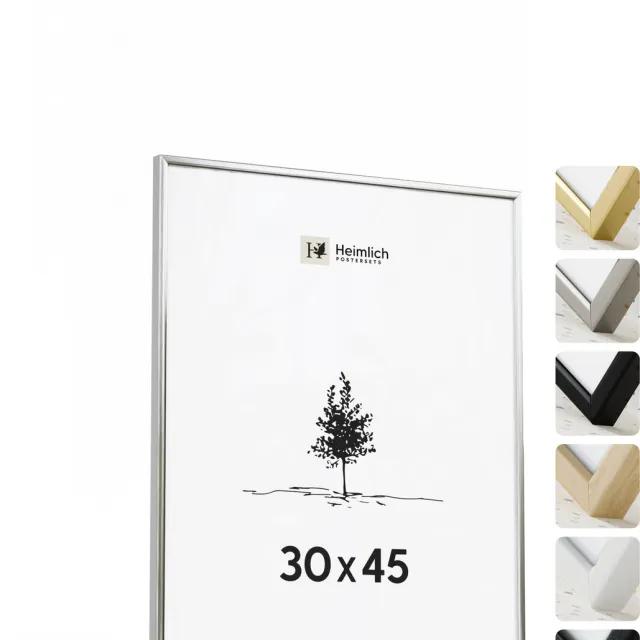 Heimlich Fotolijst 30x45 cm - Posterlijst Metaal Zilver - Wandhangend - Onbreekbaar Kunststof Glas