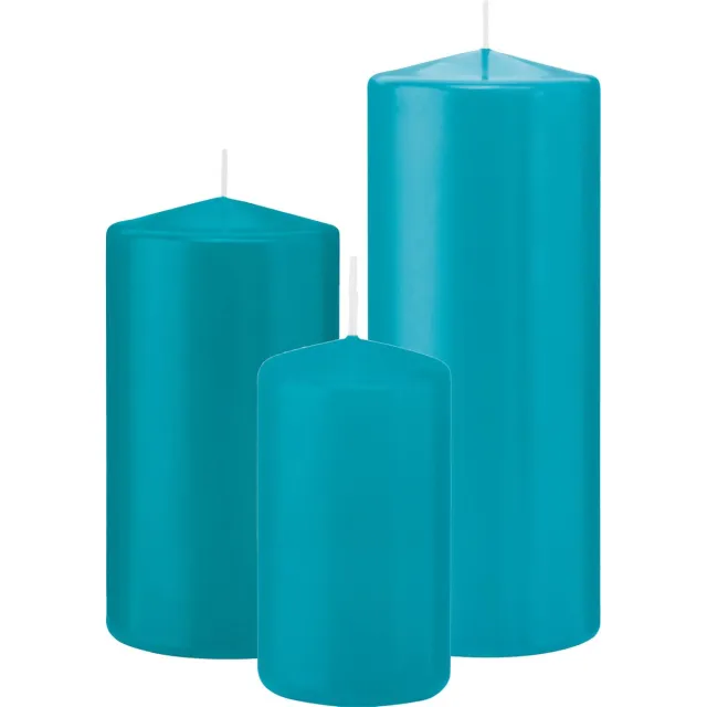Trend Candles Stompkaarsen set 6x stuks turquoise blauw 12-15-20 cm
