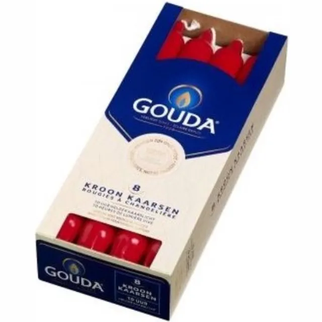 Gouda Dinerkaars Gouda Kroonkaarsen 240/24 doos 8 rood